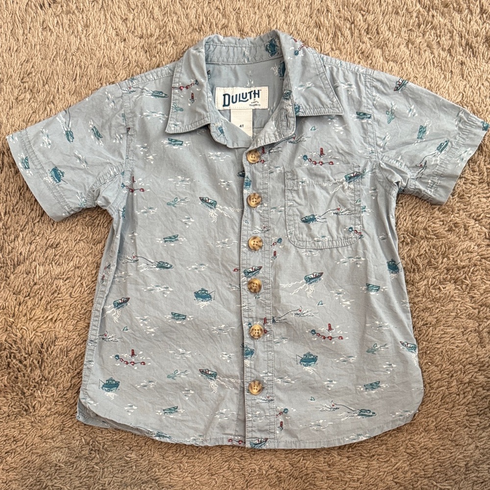 Duluth Trading Co Kids Blue Button Down Shirt